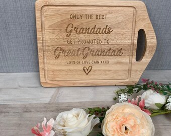 Personalised Wooden Grandad Chopping Board - Promoted to Great-Grandad - Engraved Cutting Board - Personalised Gift