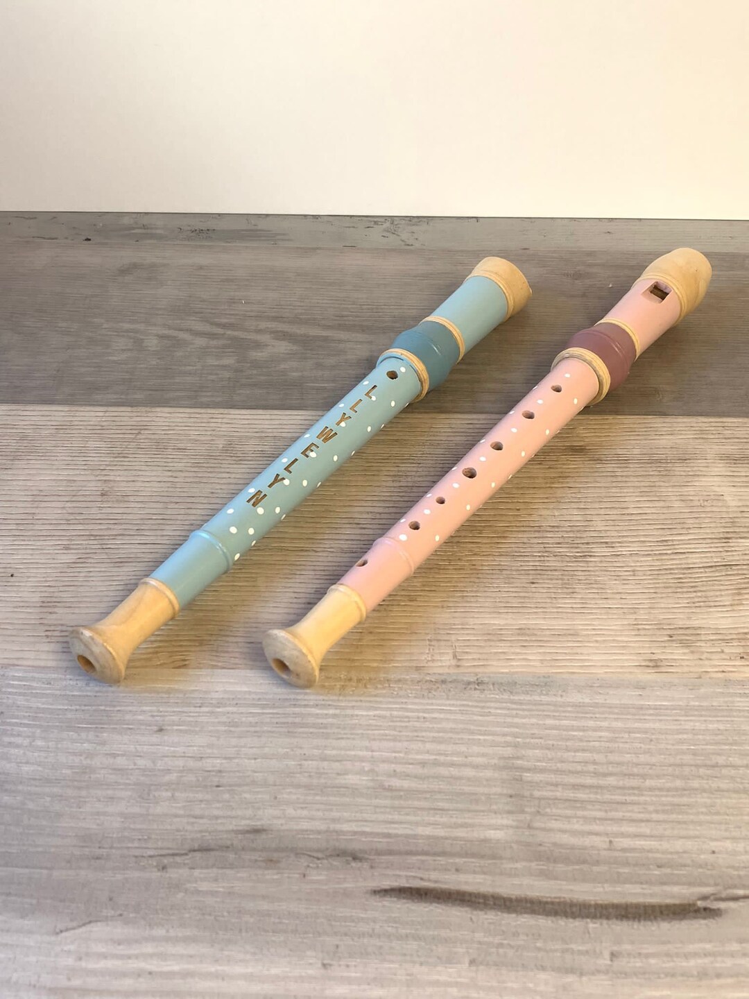 Personalised Wooden Flute/recorder Pink or Blue Kids Instrument Toy
