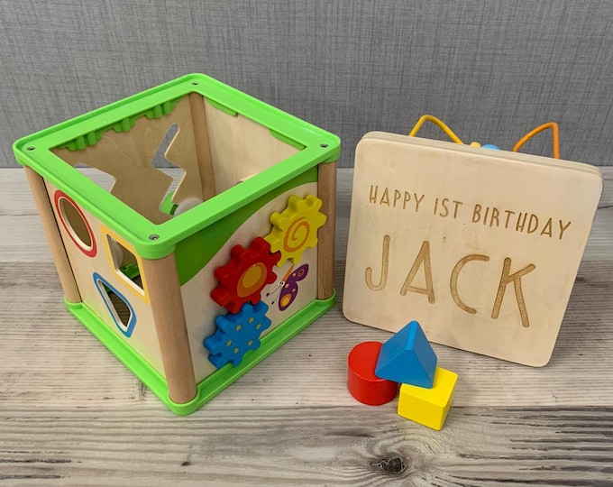 asda wooden activity cube