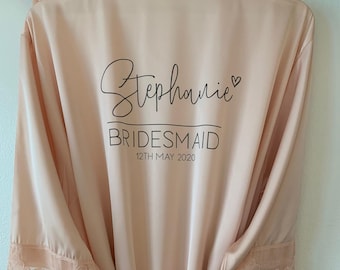 Stephanie lace satin wedding robe -floral bridal robe - personalised wedding gift -bridesmaid gift - silk robe - printed robe -plus size too