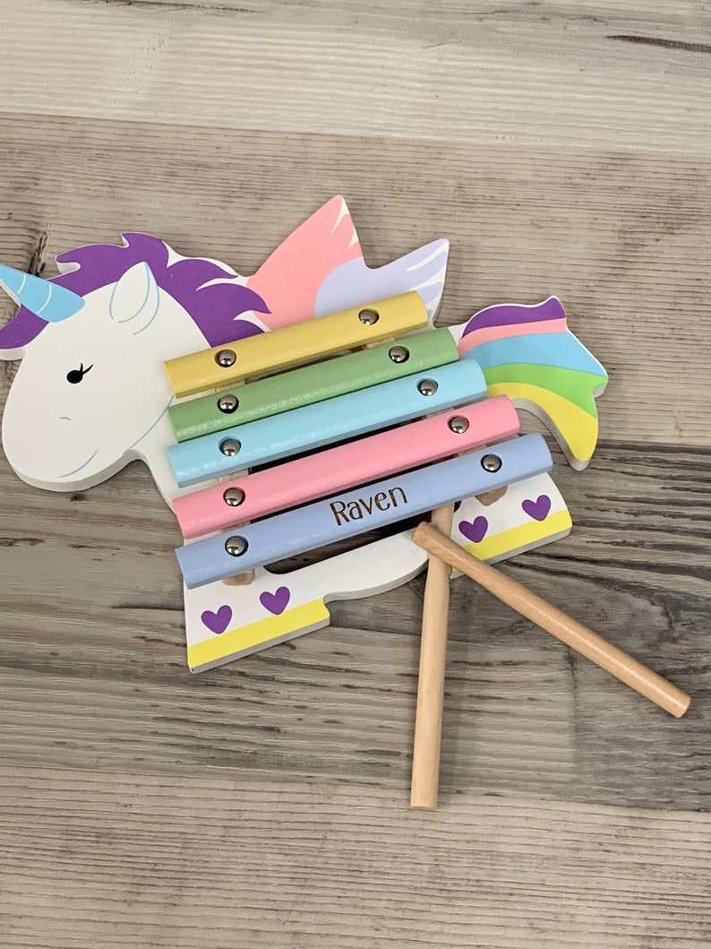 Personalised Wooden Unicorn Xylophone Music Toy CE Tested Etsy