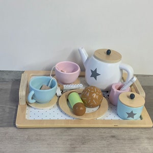 Personalised Wooden Tea Playset Stars Design Afternoon Tea Wooden Toys Personalized Tea Set Tea Party Unisex Tea Set image 8