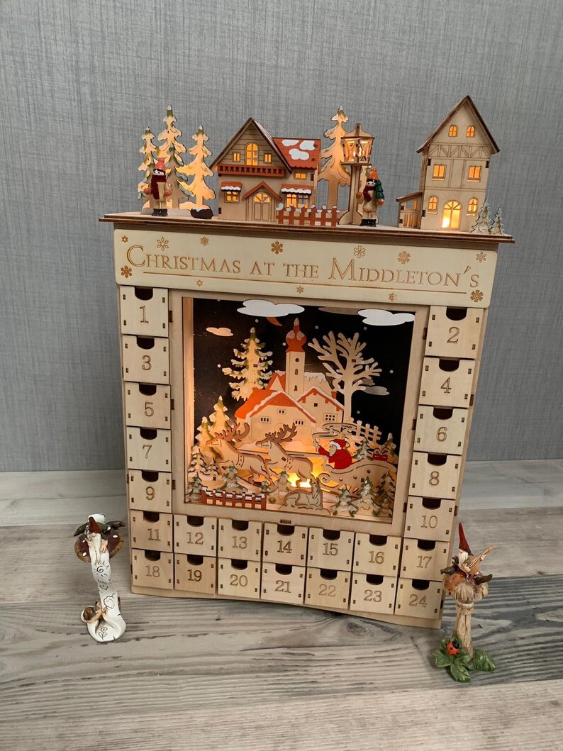 Personalised Wooden Advent Calendar Christmas Decorations Etsy