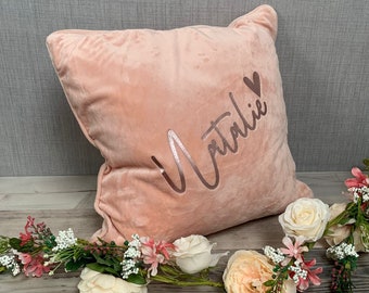 Personalised Velour Cushion with Duck Feather Insert - Large scatter cushion - Decorative Super Soft Pillow - Home Gift - Housewarming Gift