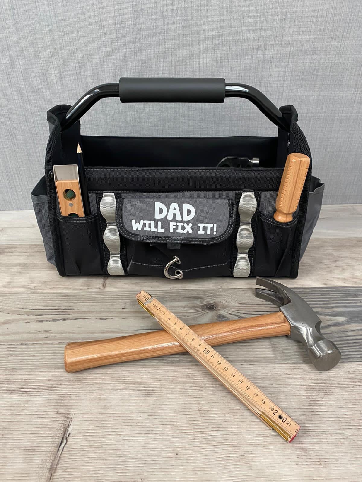 Personalisierte Werkzeugtasche - Werkzeughalter - Tragbare Werkzeugaufbewahrung - Vatertagsgeschenk - Geschenk für Papa und Opa - Geschenk für Heimwerker