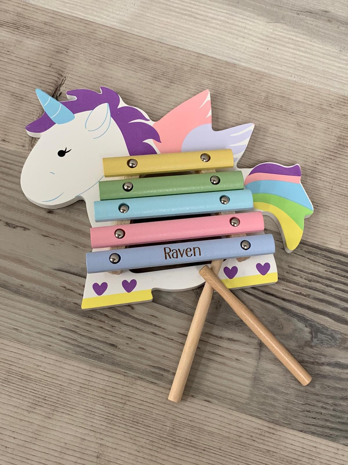 Personalised Wooden Unicorn Xylophone Music Toy CE Tested Etsy