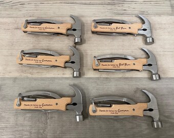 Personalisierter 14-in-1 Multitool Hammer – Mit Gravur, Vatertagsgeschenk, Aus Edelstahl, In Nylontasche