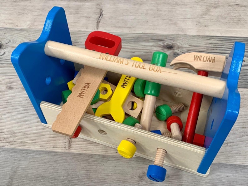 Personalised Workbench Toolbox 2 in 1 Wooden Toy Gift for Etsy