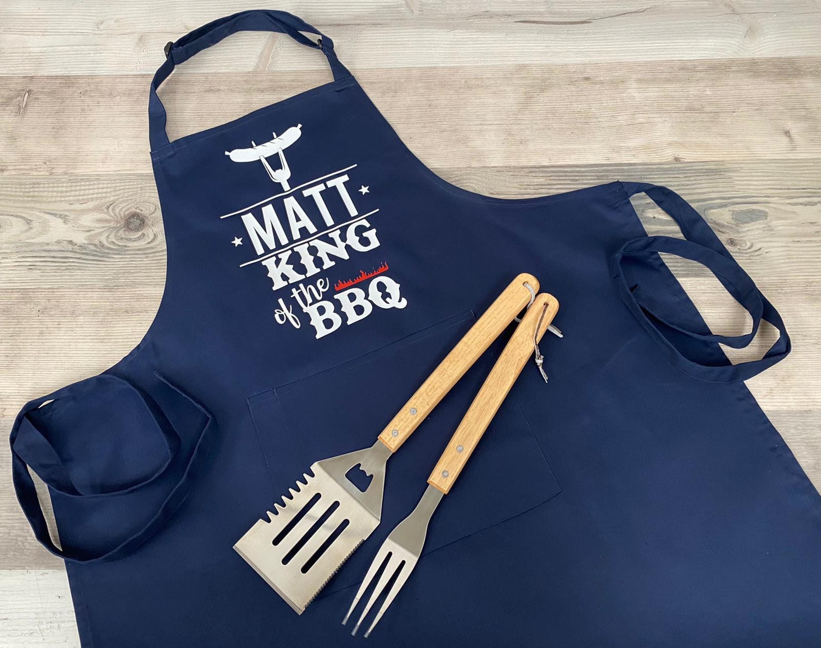 tablier barbecue personnalisé roi du - tablier dossard de cuisine cadeau fête des pères papa grand-père chef