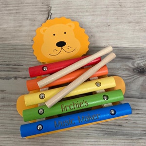 Personalised Wooden Lion Xylophone - Music Toy - CE Tested Toy - Children’s Instruments - Early Learning - Christmas Gift - Christening