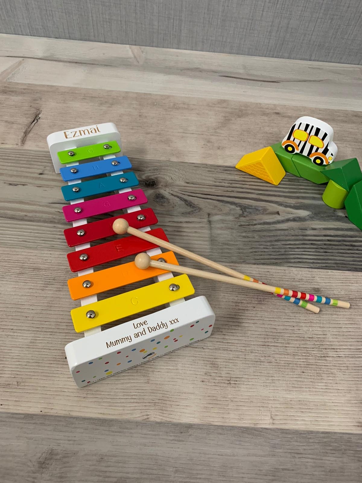 Personalised White Wooden Rainbow Xylophone - Baby Toy - Children&#39;s Music Maker - Musical Toy - Early Learning - Christmas Gift - Kids