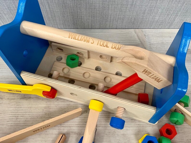 Personalised Workbench Toolbox 2 in 1 Wooden Toy Gift for Etsy