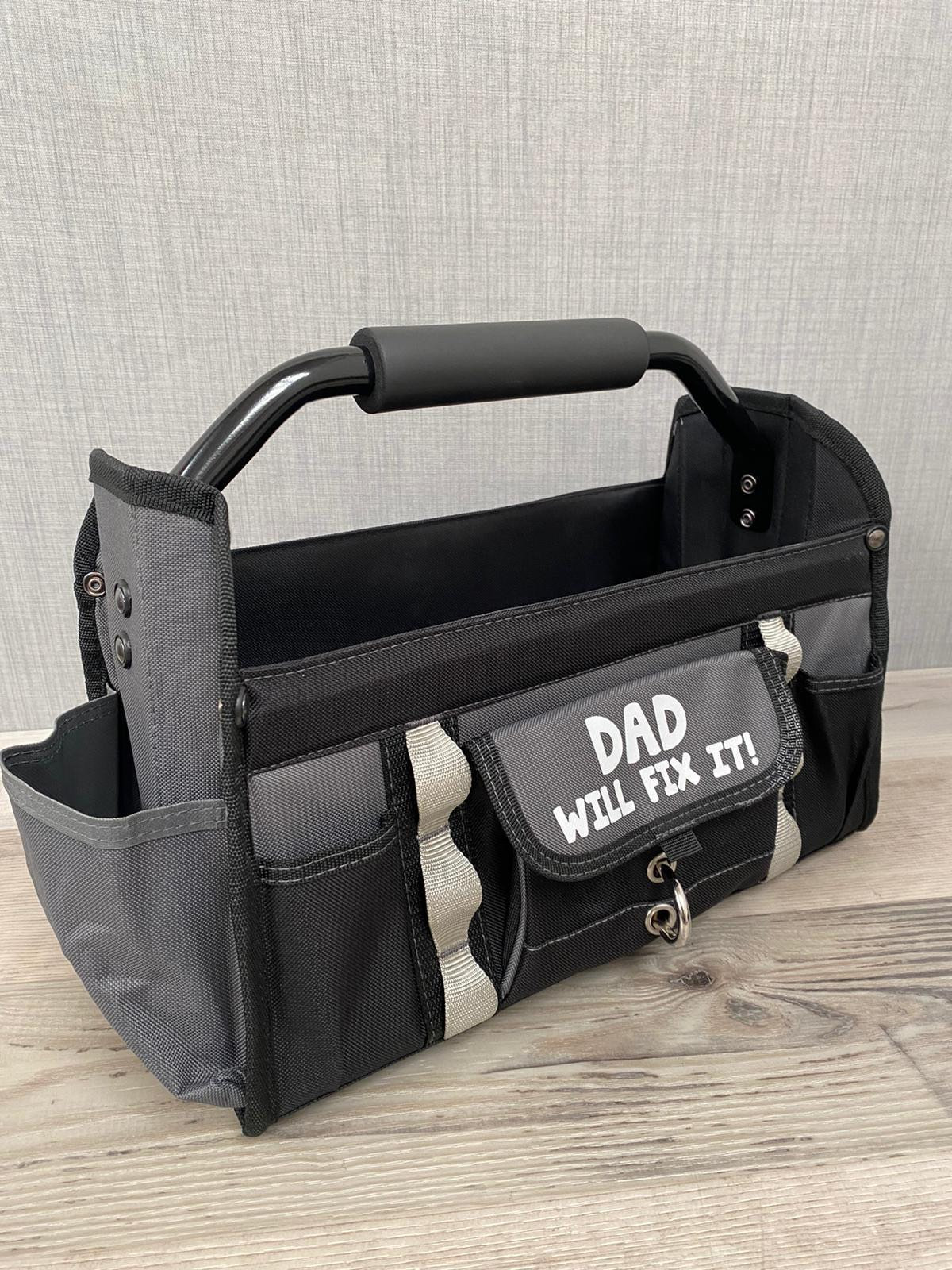 Personalisierte Werkzeugtasche - Werkzeughalter - Tragbare Werkzeugaufbewahrung - Vatertagsgeschenk - Geschenk für Papa und Opa - Geschenk für Heimwerker