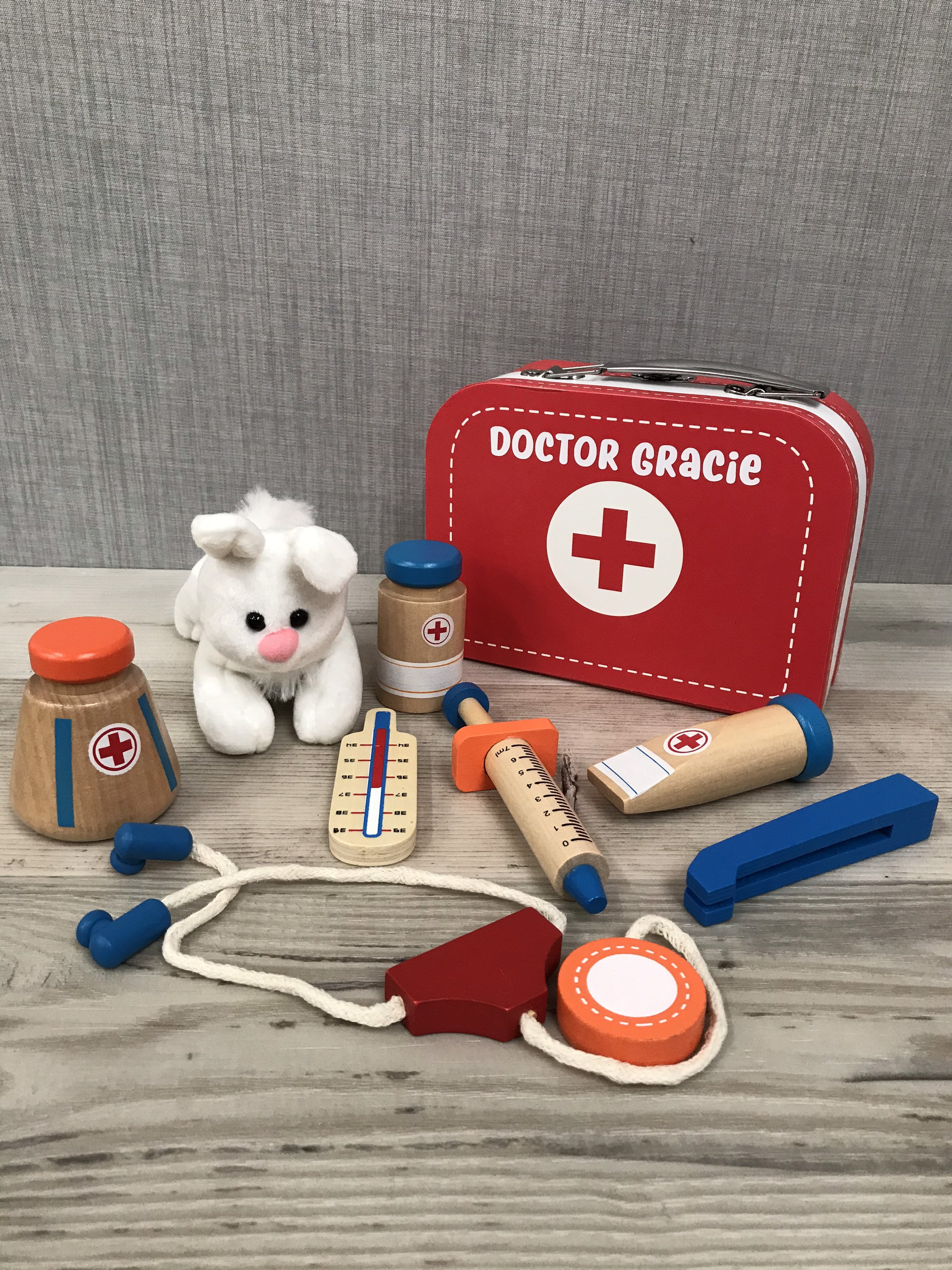 Deguisement de Docteur Enfants Blouse Malette de Docteur Kit Medecin  Veterinaire Cadeau de Noel pour Enfant Garcon Fille 3 4 5 Ans Jeu  D'imitation
