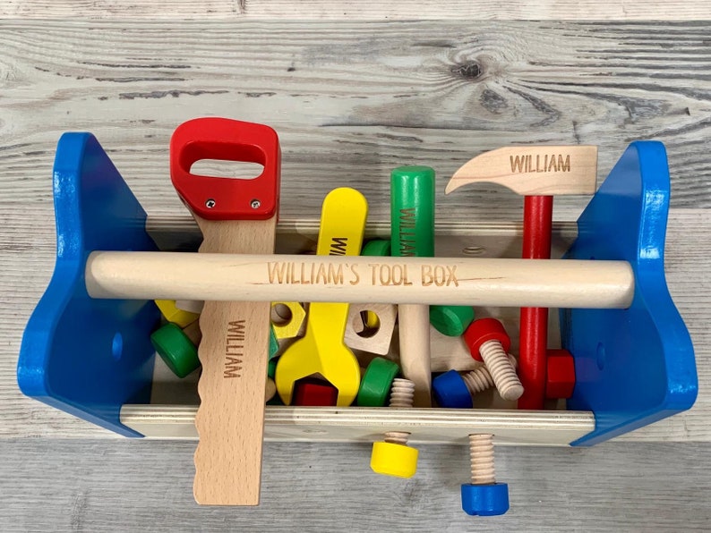 Personalised Workbench Toolbox 2 in 1 Wooden Toy Gift for Etsy