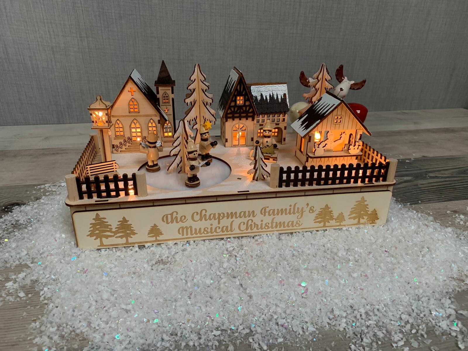 Personalised Light-up Wooden Christmas Music Box with Dancing | Etsy