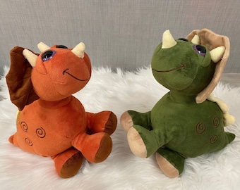 Personalised Stuffed Triceratops - Dinosaur Teddy Stuffed Animal Toy - Soft Dino Toy - First Birthday - CE Tested - Christening - Birthday