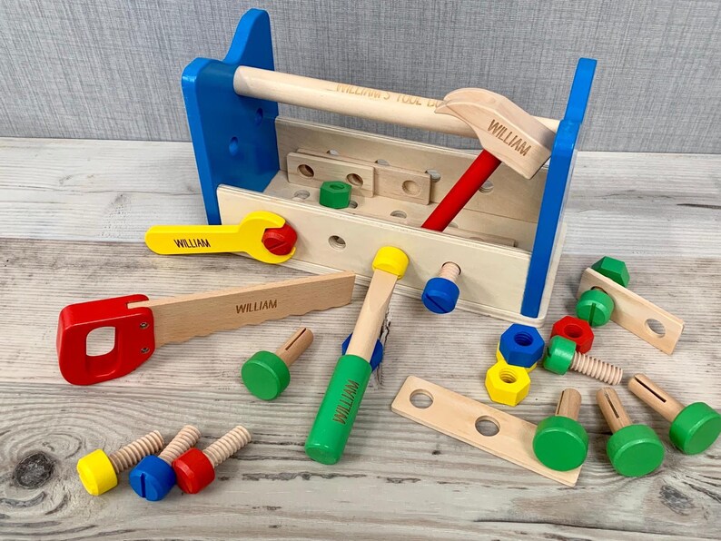 Personalised Workbench Toolbox 2 in 1 Wooden Toy Gift for Etsy