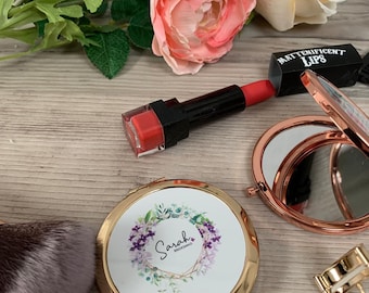 Personalisierter Mini-Kompaktspiegel Mit 1x/2x Vergrößerung – Perfekt Als Geschenk Für Brautjungfern & Mehr
