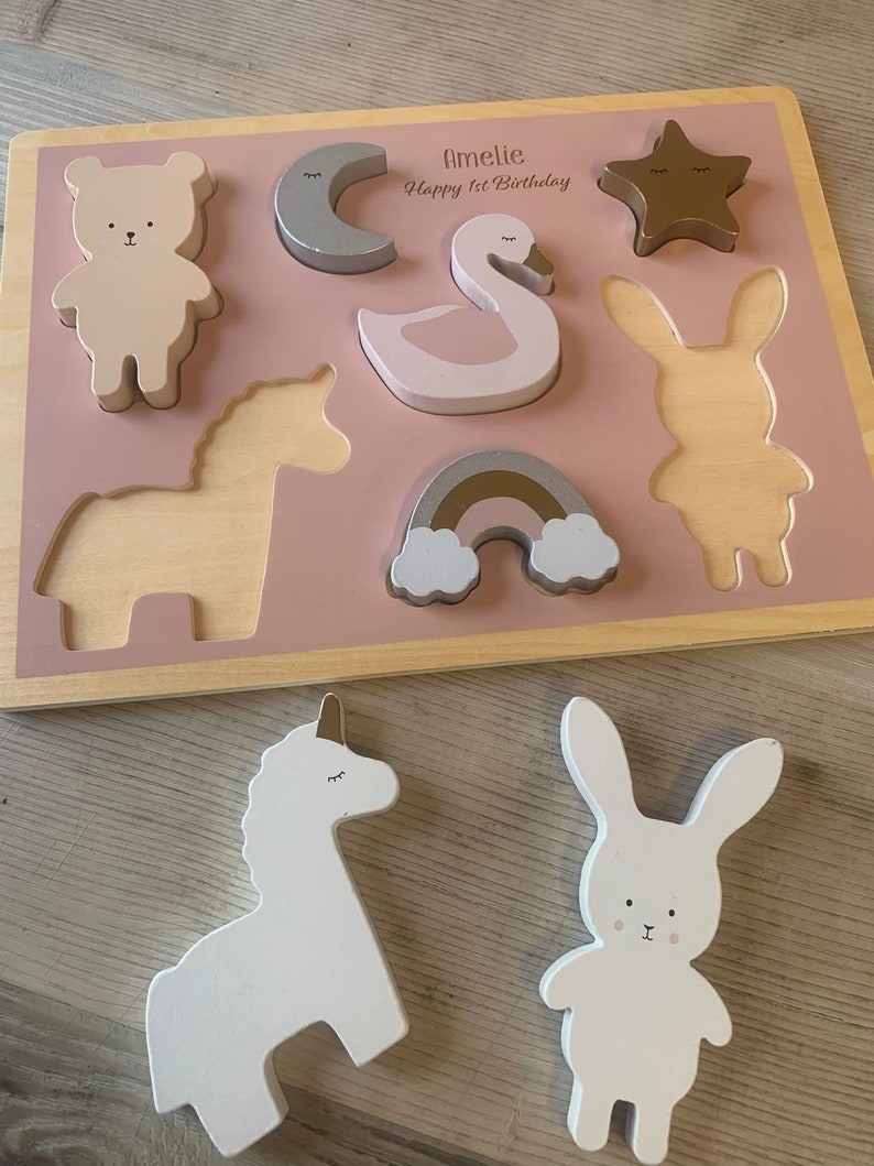 Unicorn Wooden Personalised Puzzle Toddler Gifts Wooden Toys Children's Toys image 9