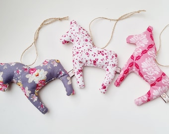 Chevaux Dala/ 3 pcs. Ensemble de chevaux scandinaves/ pendentifs en tissu/ shabby/ scandinave/ pendentif décoration de Noël décorations de sapin Noël