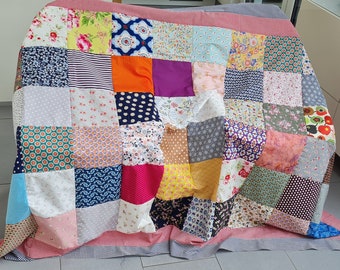 Patchwork blanket approx. 140 cm x 200 cm/cotton fleece birthday gift colorful * Christmas gift