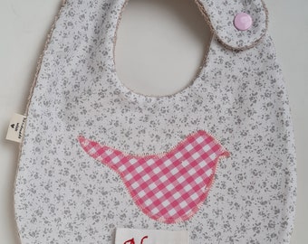 Bavoirs bébé / bavoirs prénom / bavoirs en coton / oiseau rose personnalisable