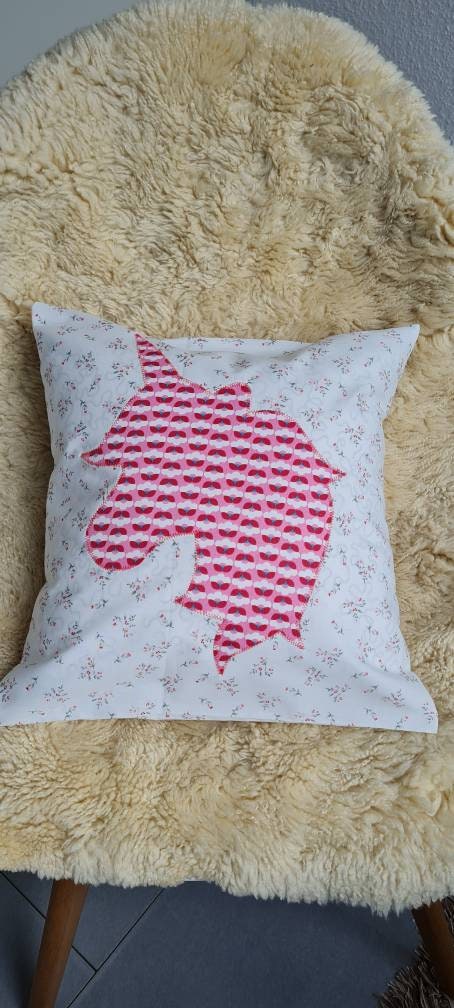 Einhorn Zierkissen UNIKAT Kinderkissen 35 cm x 35 cm  Geburtstagsgeschenk