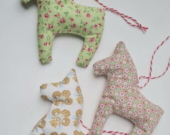 Dala horse/ Scandinavian decoration/ 3-piece. Set Scandi horse/ fabric pendant/ horse/ Scandinavian/ pendant Christmas decoration