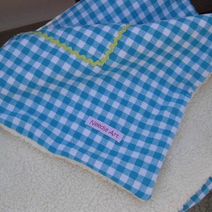 Baby blanket girl turquoise cuddly blanket bunny cotton gifts for birth baptism checkered turquoise image 3