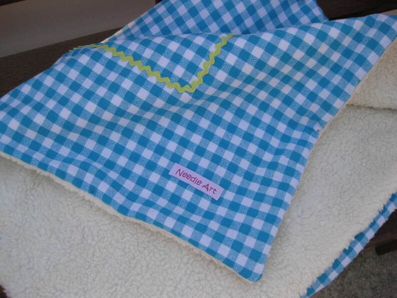 Baby blanket girl turquoise cuddly blanket bunny cotton gifts for birth baptism checkered turquoise image 3