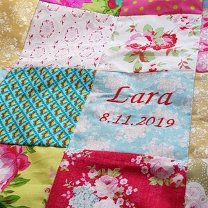 Baby blanket girl turquoise cuddly blanket bunny cotton gifts for birth baptism checkered turquoise image 6