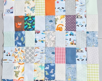 Patchworkdecke*  Öko-Teddystoff Babydecke mit Namen 95 cm x 75 cm/ Individualisierbar/ Geschenk zur Geburt/ Taufgeschenk/ Babygeschenk bunt