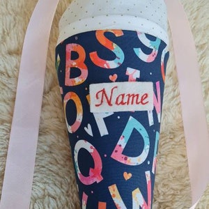 MINI broer/zus snoephoorn schoolhoorn gemaakt van stof kleuterschool broer/zus schoolhoorn kleuterschoolhoorn letters wasbaar