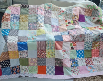 Patchwork blanket approx. 140 cm x 200 cm/cotton fleece birthday gift colorful