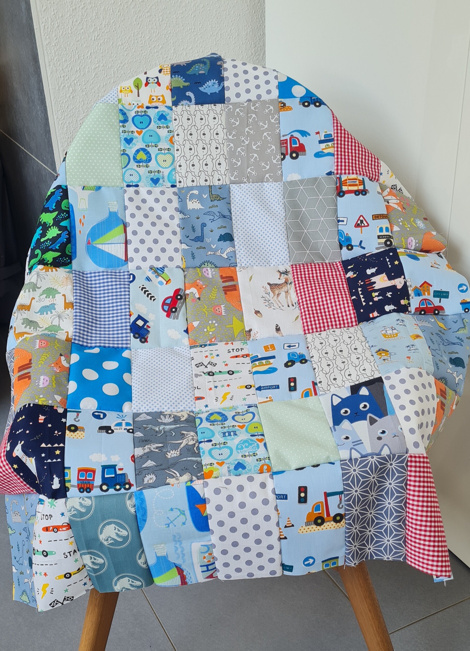 Patchwork blanket* Eco-teddy fabric baby blanket with name 95 cm x 75 cm/ Customizable/ Gift for birth/ Christening gift/ Baby gift colorful