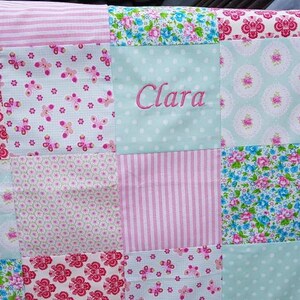 Baby blanket girl turquoise cuddly blanket bunny cotton gifts for birth baptism checkered turquoise image 7