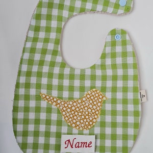 Baby bib / bib with name / cotton bib / customizable green image 1