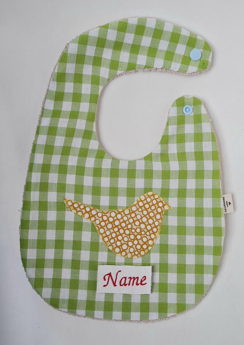 Baby bib / bib with name / cotton bib / customizable green image 1