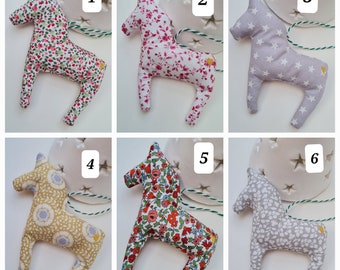 Christmas decoration Dala horse/ fabric pendant/ Scandinavian/ pendant Dala horse Christmas tree decoration