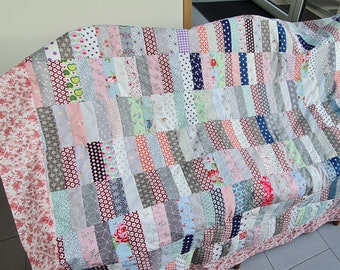 Couverture patchwork environ 140 cm x 200 cm/coton polaire cadeau d'anniversaire coloré * cadeau de Noël