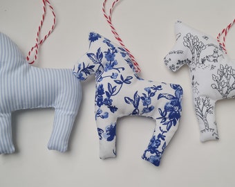 Dala horse/ Scandinavian decoration/ 3-piece. Set Scandi horse/ fabric pendant/ horse/ Scandinavian/ pendant Christmas decoration