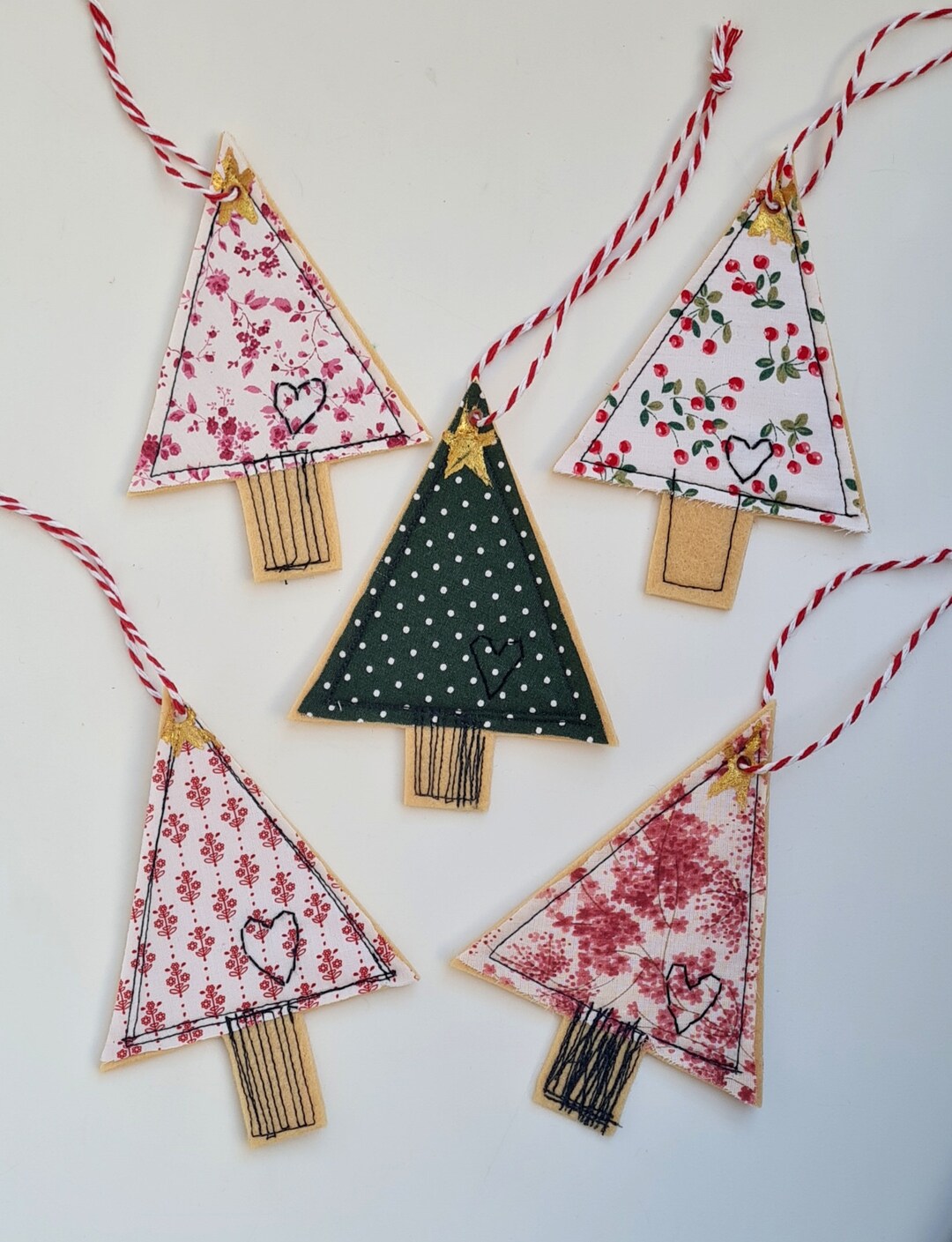Christbaumschmuck 5tlg. Set Tannenbaum bunt Weihnachtsdeko