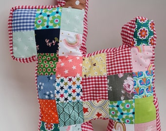 Zierkissen UNIKAT Patchwork Kissen 30 cm hoch x 25 cm breit Geburtstagsgeschenk Hund