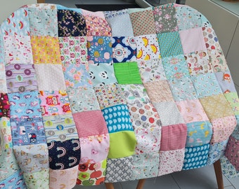 Patchwork blanket with name children's blanket approx. 140 x 100 cm/birthday gift patchwork blanket for boys colorful