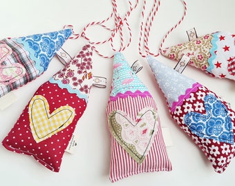 House pendant 5 pieces. Set / house made of fabric / Scandinavian / birthday gift / children's room decoration colorful