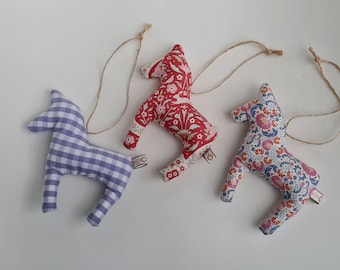 Dala horse/ Scandinavian decoration/ 3-piece. Set Scandi horse/fabric pendant/horse/Christmas decoration/Christmas tree decoration pendant birth