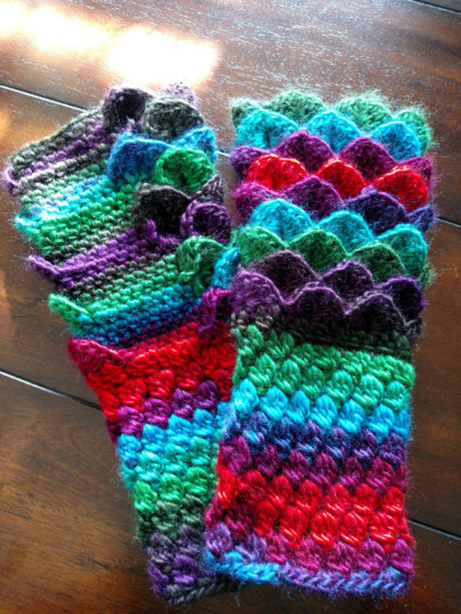 Crocheted Flat Palm Fingerless Dragon Scale Gloves Pattern Etsy
