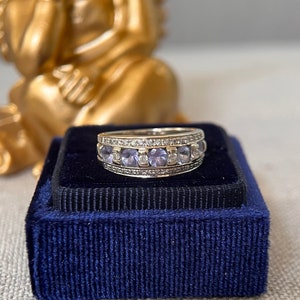 Vintage 14k Genuine Tanzanite Diamond Rings Mid Century Anniversary Ring Statement Ring Fine Jewelry