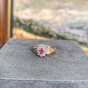 Vintage 10K Ruby Diamond Ring Gemstone Ring Gift for her Statement Ring Vintage Jewelry July Birthstone Ring